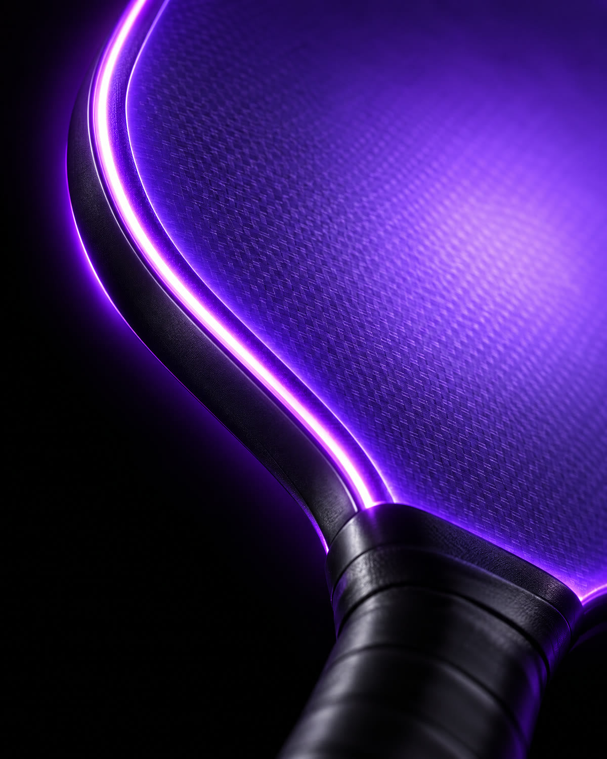 Close-up of the glowing LED edge and fiberglass face